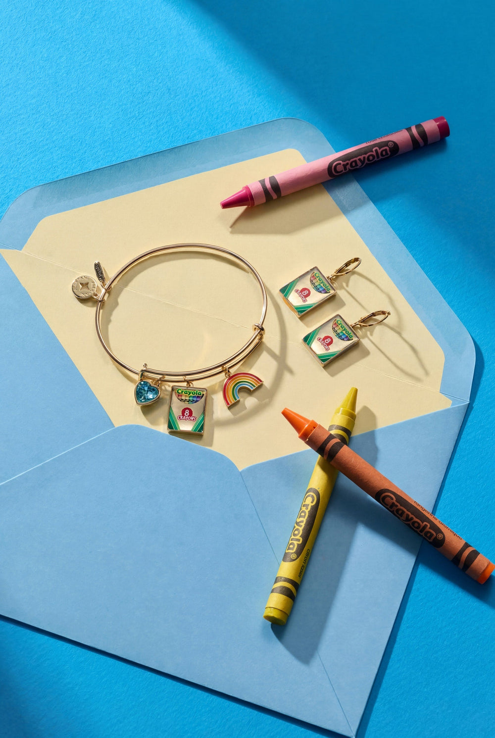 Crayola 'To Teach Is To Color A Life Forever' Crayon Box Earrings Gold | Alex and Ani