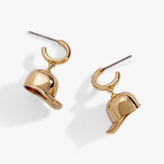 Baseball Cap Huggie Drop Earrings Gold | Alex and Ani