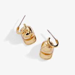 Baseball Cap Huggie Drop Earrings Gold | Alex and Ani