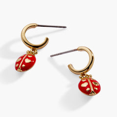 Ladybug Huggie Drop Earrings Gold | Alex and Ani