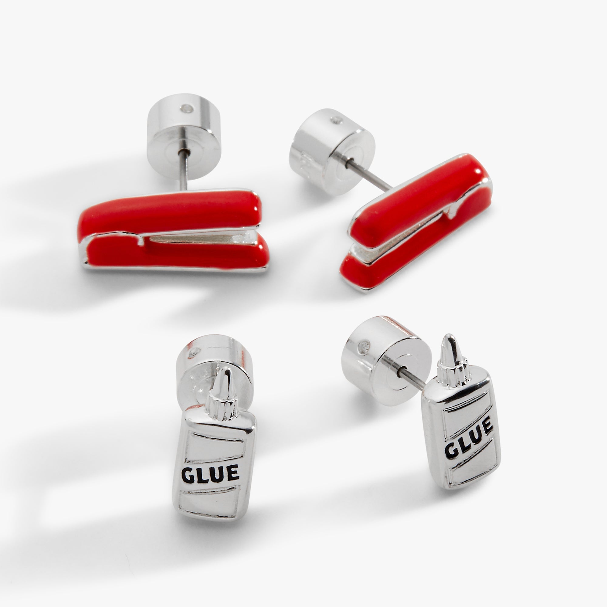 Holding Us All Together' Glue & Stapler Stud Earring Set
    
    
    
       Silver | Alex and Ani