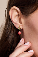 Tulip Cherry Quartz Earrings Gold | Alex and Ani