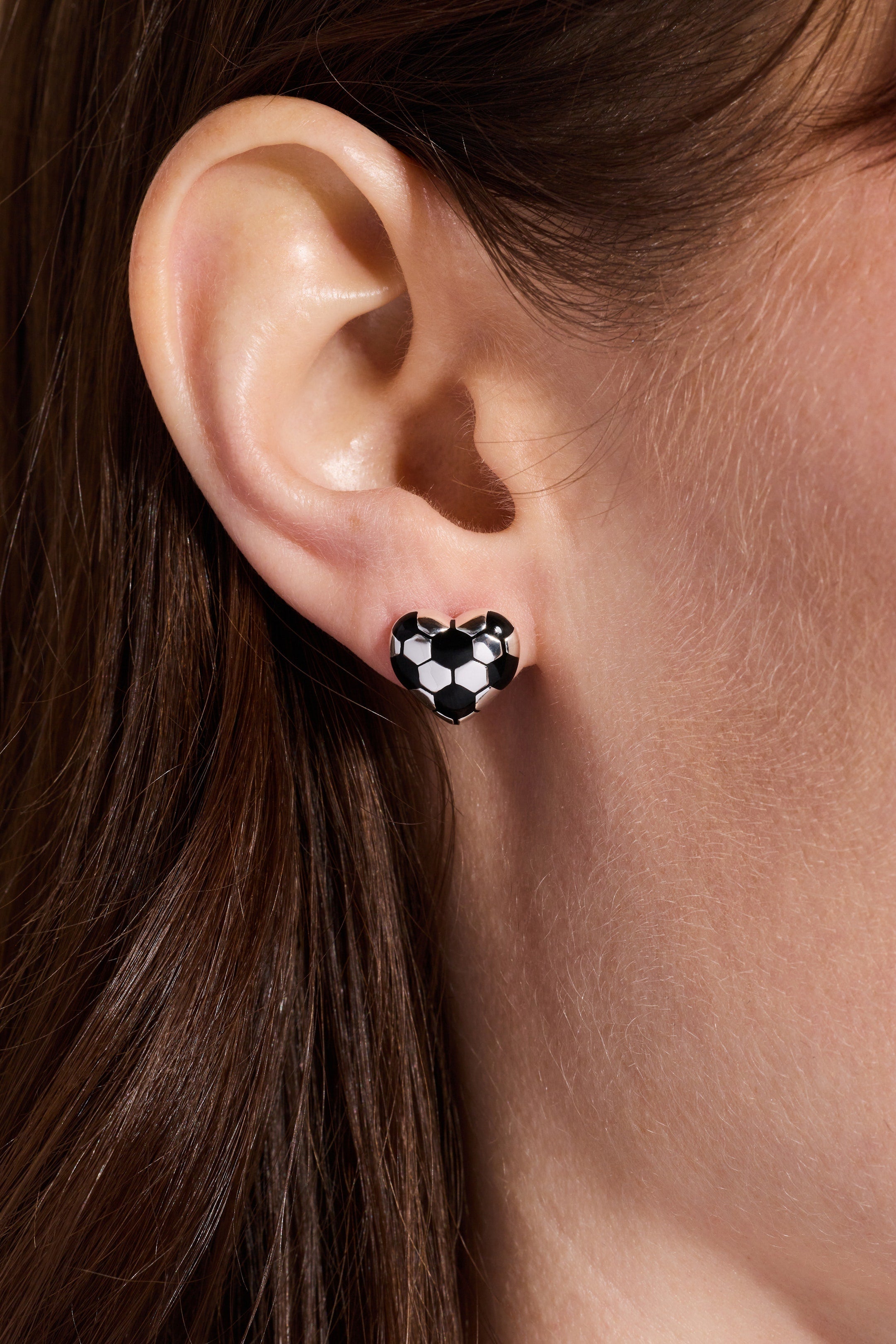 Soccer Heart Stud Earrings Silver | Alex and Ani