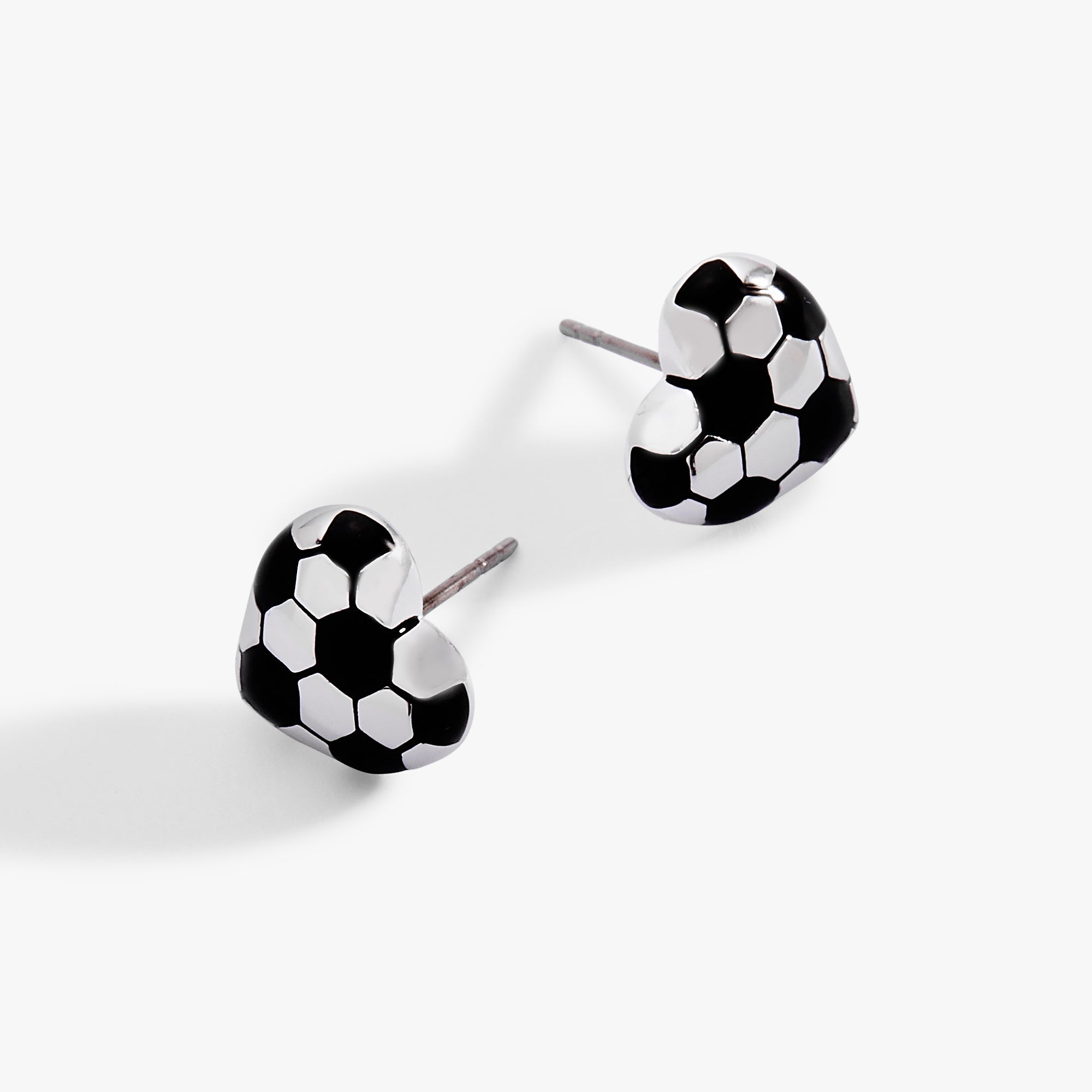 Soccer Heart Stud Earrings Silver | Alex and Ani