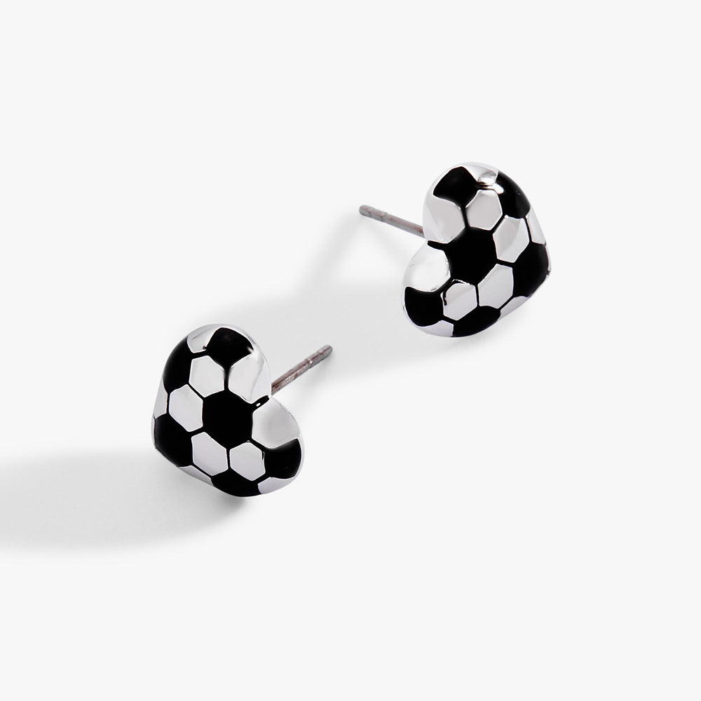 Soccer Heart Stud Earrings Silver | Alex and Ani