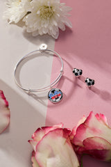 Soccer Heart Stud Earrings Silver | Alex and Ani