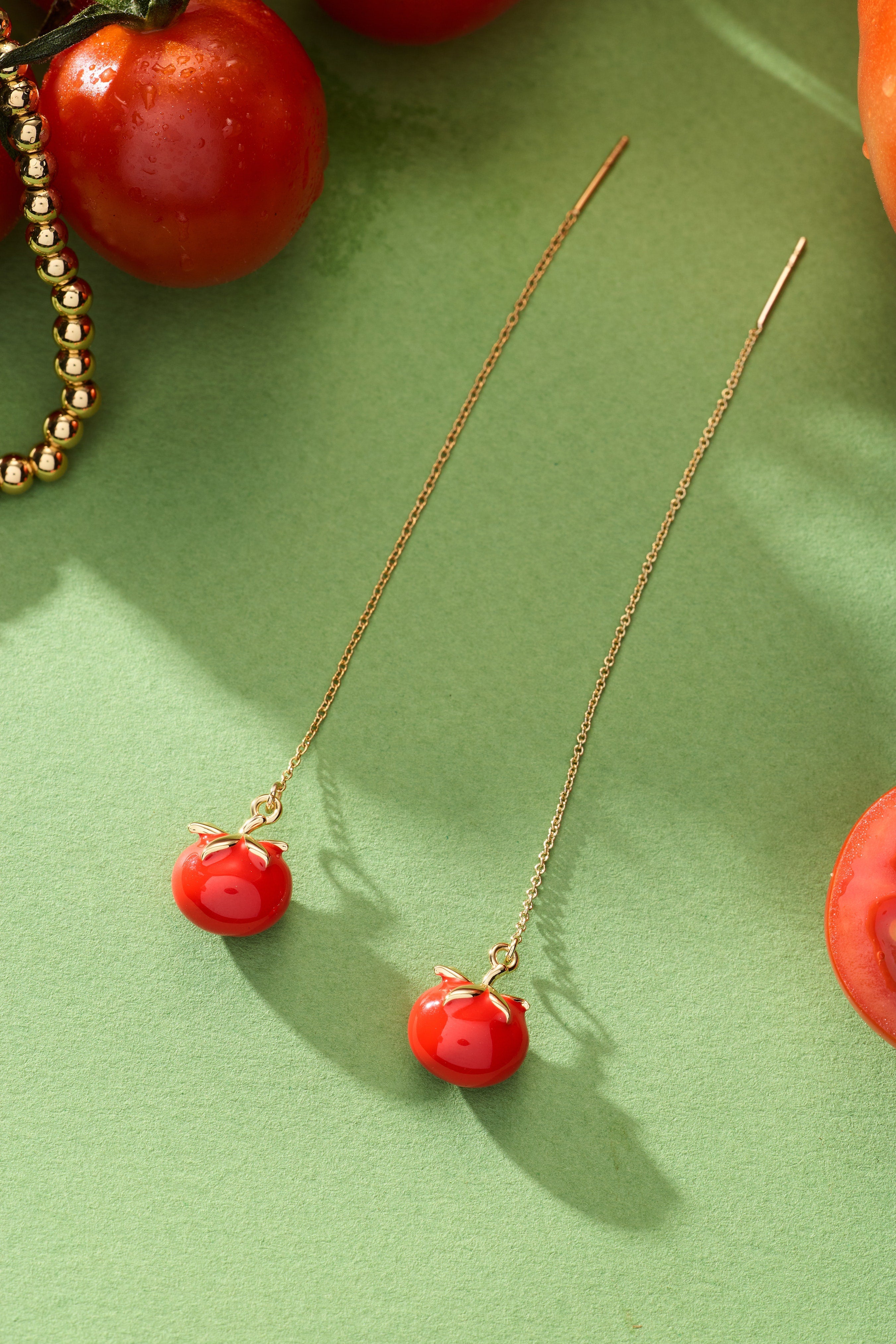 Farmers' Market Tomato Threader Earrings Gold | Alex and Ani