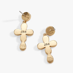 Coquette Christian Cross Drop Earrings Gold | Alex and Ani