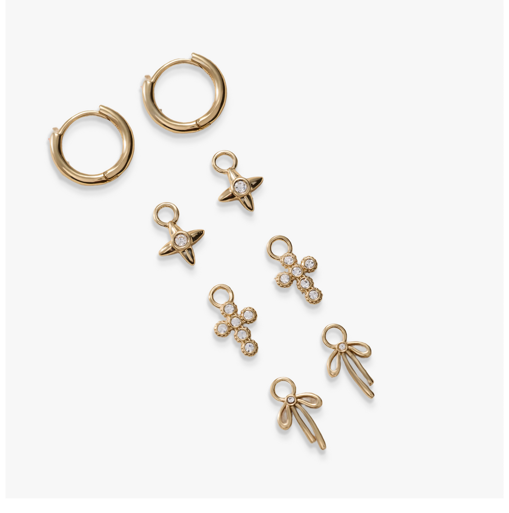 Coquette Christian Huggie Earring Set Gold | Alex and Ani