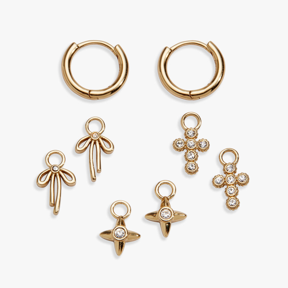 Coquette Christian Huggie Earring Set Gold | Alex and Ani