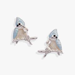 Tufted Titmouse Stud Earrings Silver | Alex and Ani