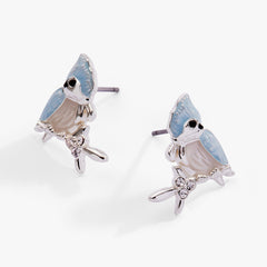 Tufted Titmouse Stud Earrings Silver | Alex and Ani