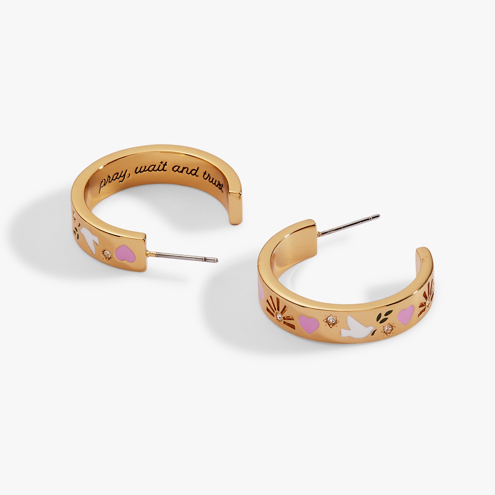 Pray, wait and Trust hoop earring Gold | Alex and Ani