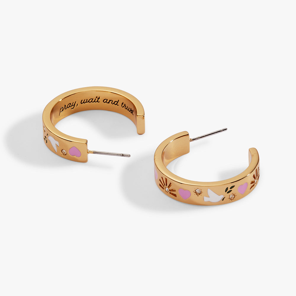 Pray, wait and Trust hoop earring Gold | Alex and Ani