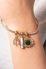 Mother of Pearl Gemstone Interchangeable Bar Charm Stainless Steel Gold | Alex and Ani