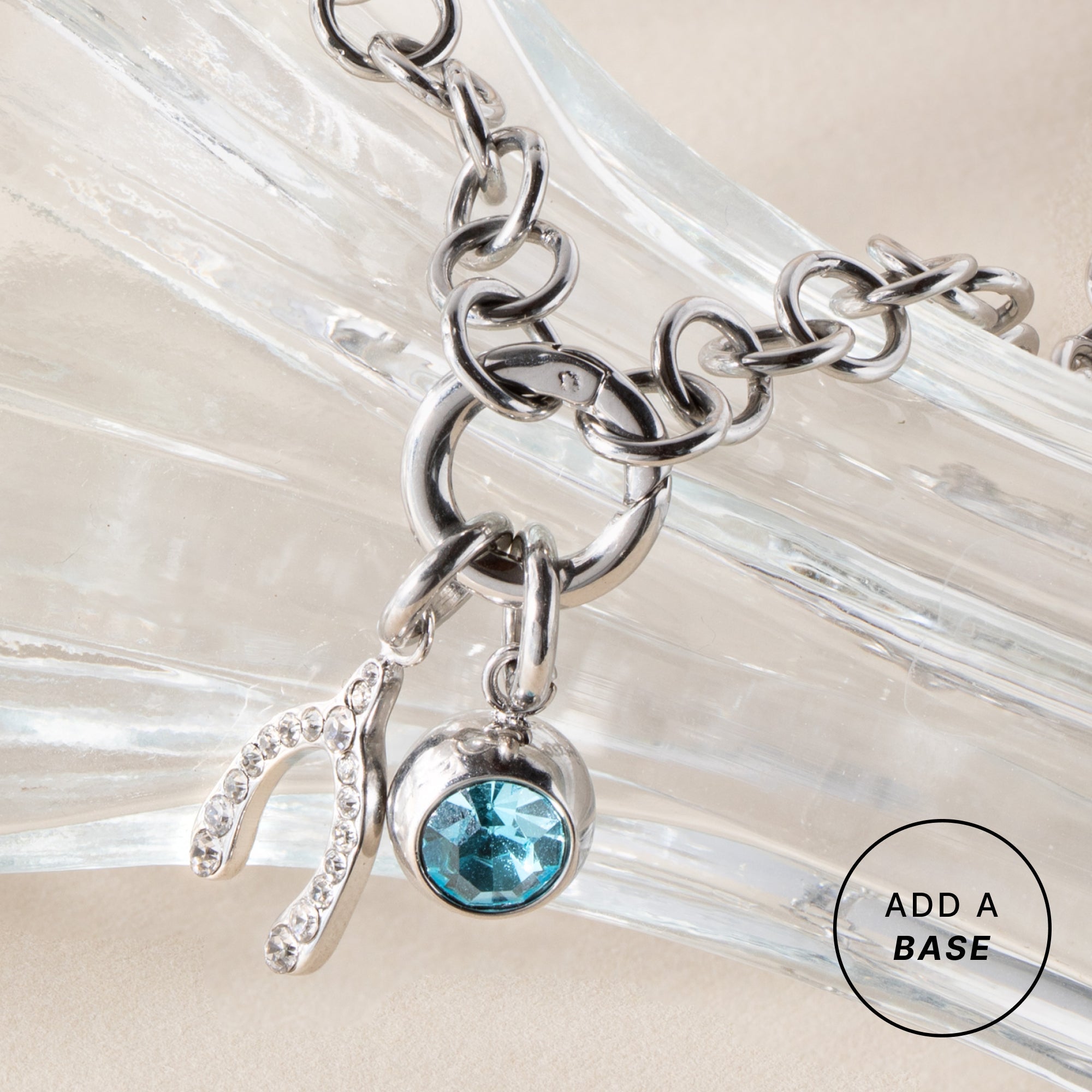 Pave Wishbone Interchangeable Charm​ Stainless Steel Silver | Alex and Ani