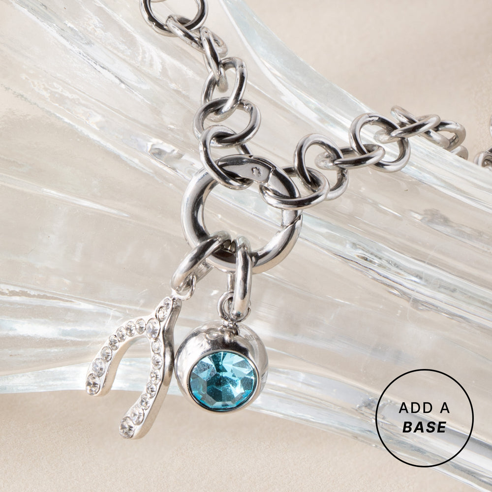 Pave Wishbone Interchangeable Charm​ Stainless Steel Silver | Alex and Ani