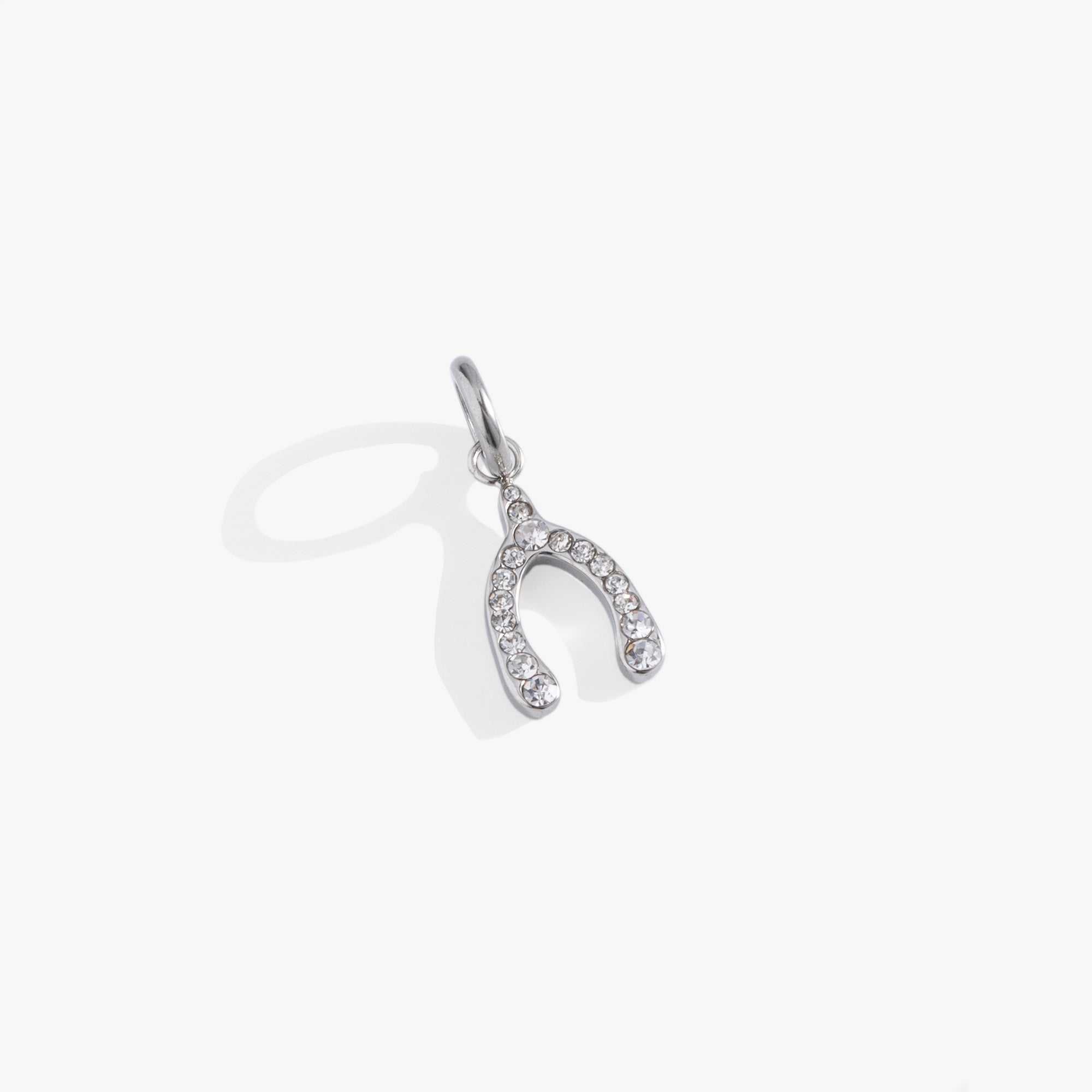 Pave Wishbone Interchangeable Charm​ Stainless Steel Silver | Alex and Ani