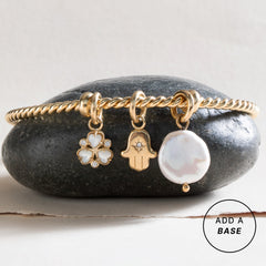 Crystal Hamsa Interchangeable Charm​ Stainless Steel Gold | Alex and Ani
