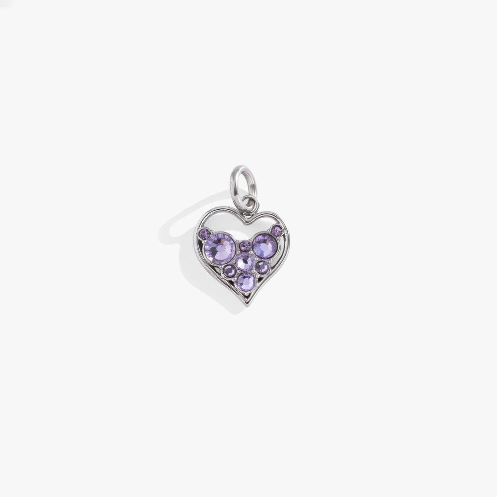 Crystal Heart Interchangeable Charm​ Stainless Steel Silver | Alex and Ani
