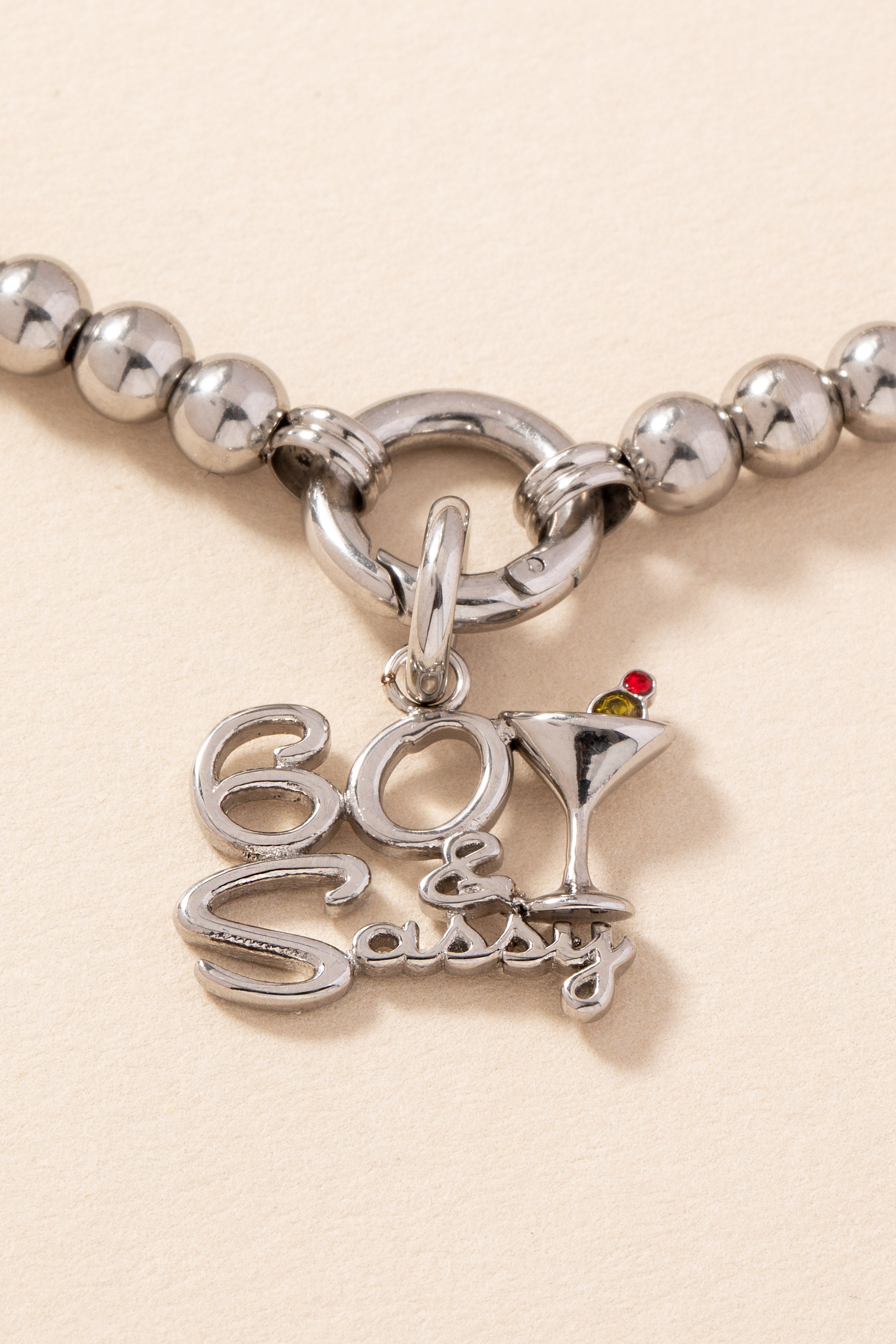 60 & Sassy Charm Stainless Steel Silver | Alex and Ani