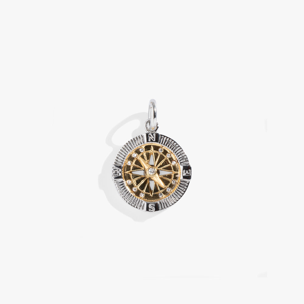 Two-Tone Compass Interchangeable Charm Two Tone - Stainless Steel | Alex and Ani