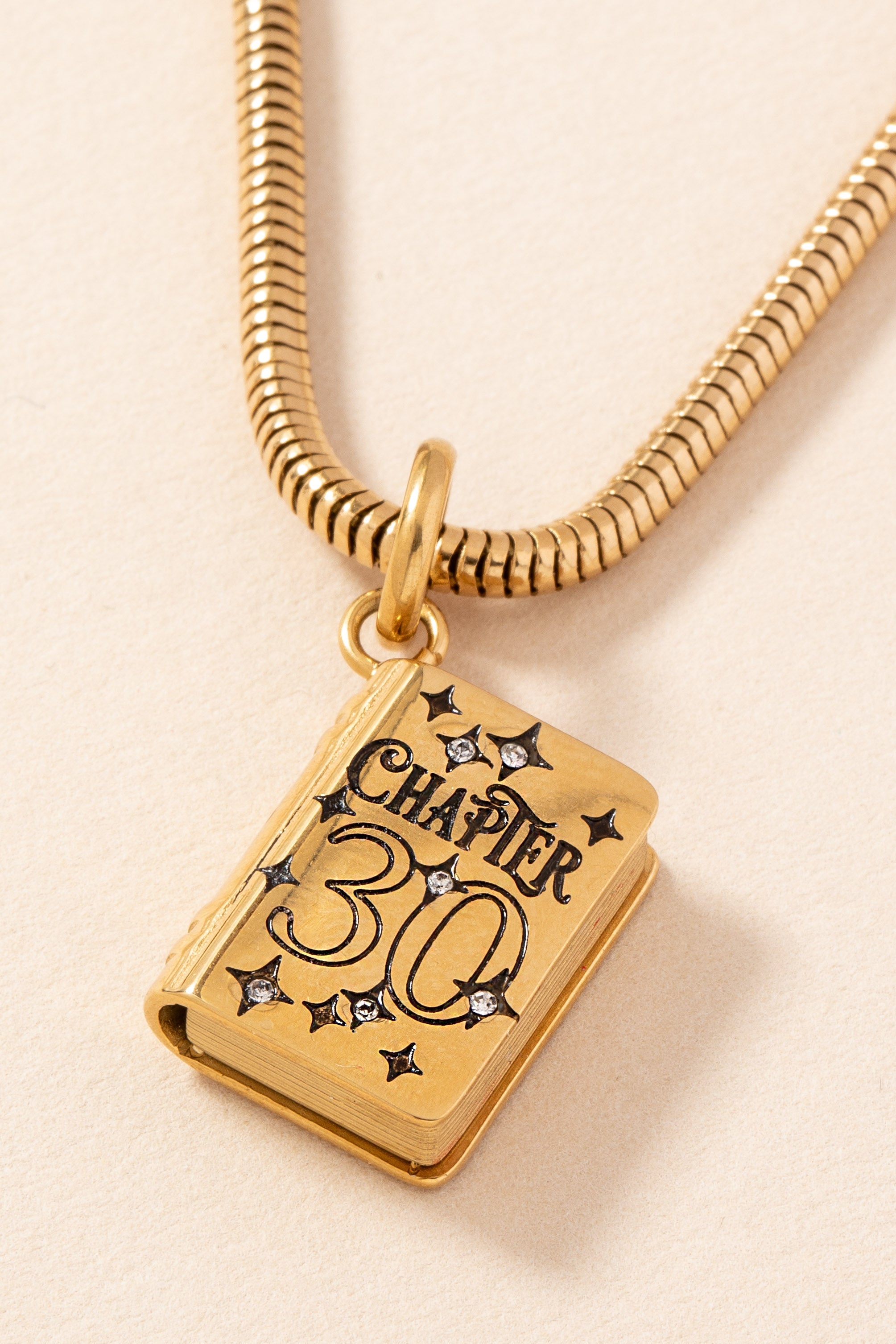 30th Chapter Book Charm Stainless  Steel Gold | Alex and Ani