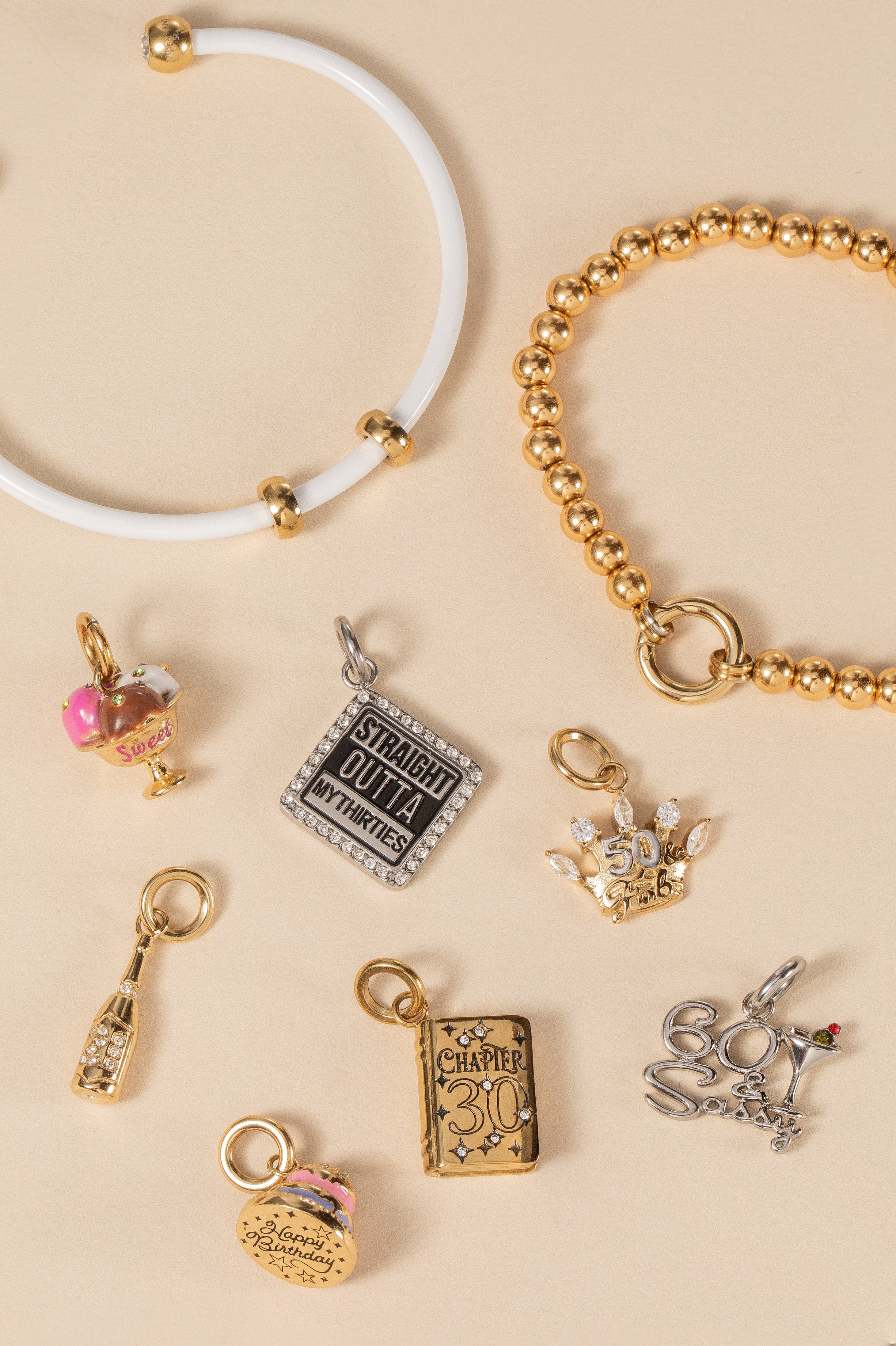Straight Outta My Thirties - 40th Birthday Charm Stainless Steel Silver | Alex and Ani