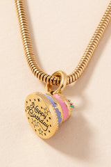 Happy Birthday Cake Charm Stainless  Steel Gold | Alex and Ani