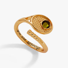 Tennis Racket 'You Are Serving' Wrap Ring Gold | Alex and Ani