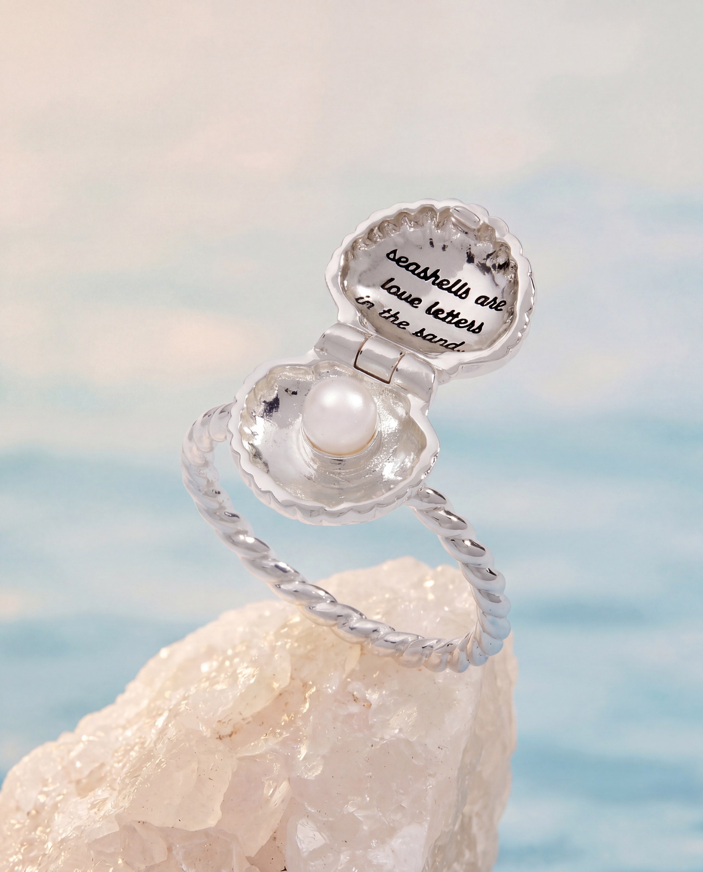Salt + Sea 'Seashells Are Love Letters In The Sand' Locket Ring Silver | Alex and Ani