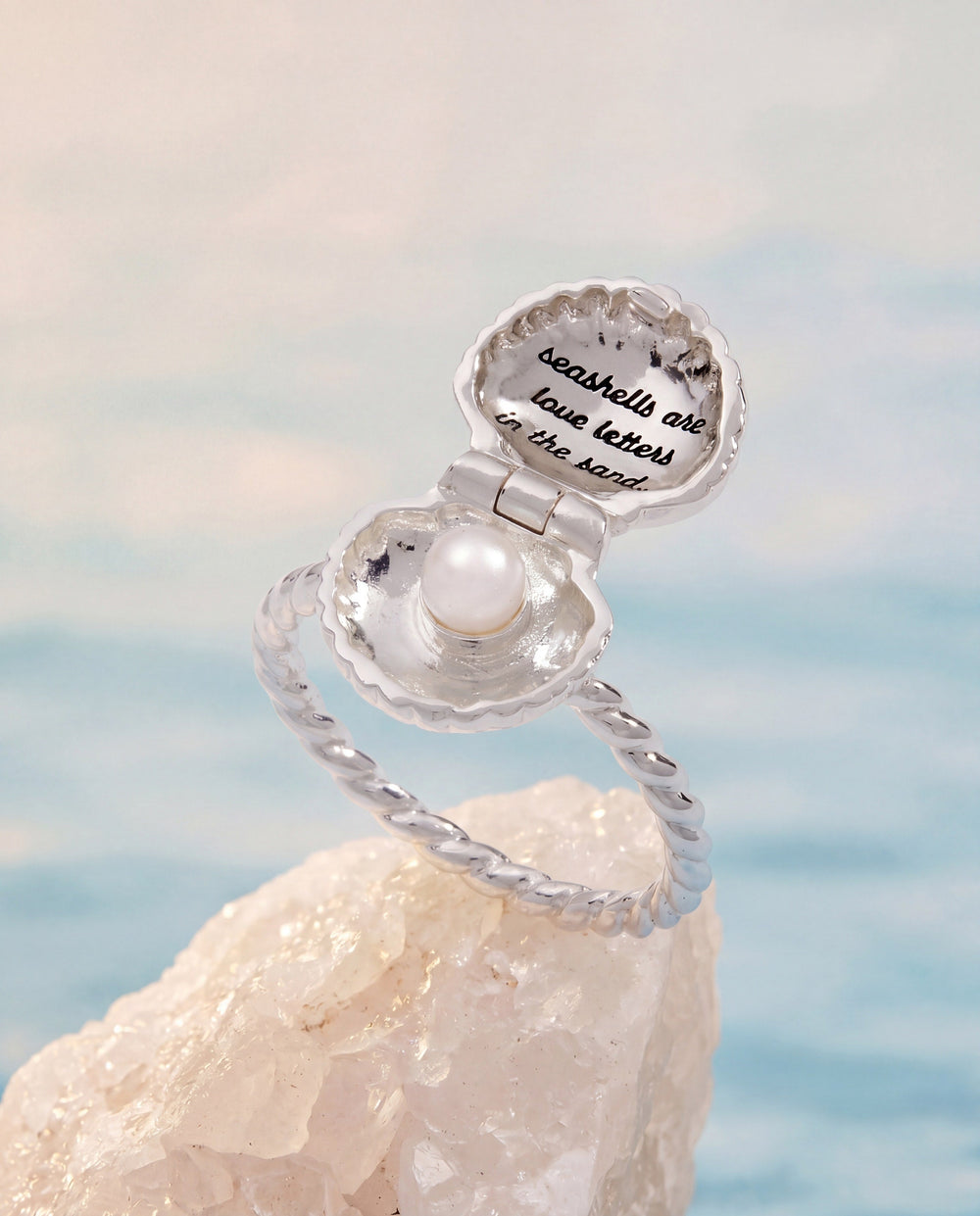 Salt + Sea 'Seashells Are Love Letters In The Sand' Locket Ring Silver | Alex and Ani