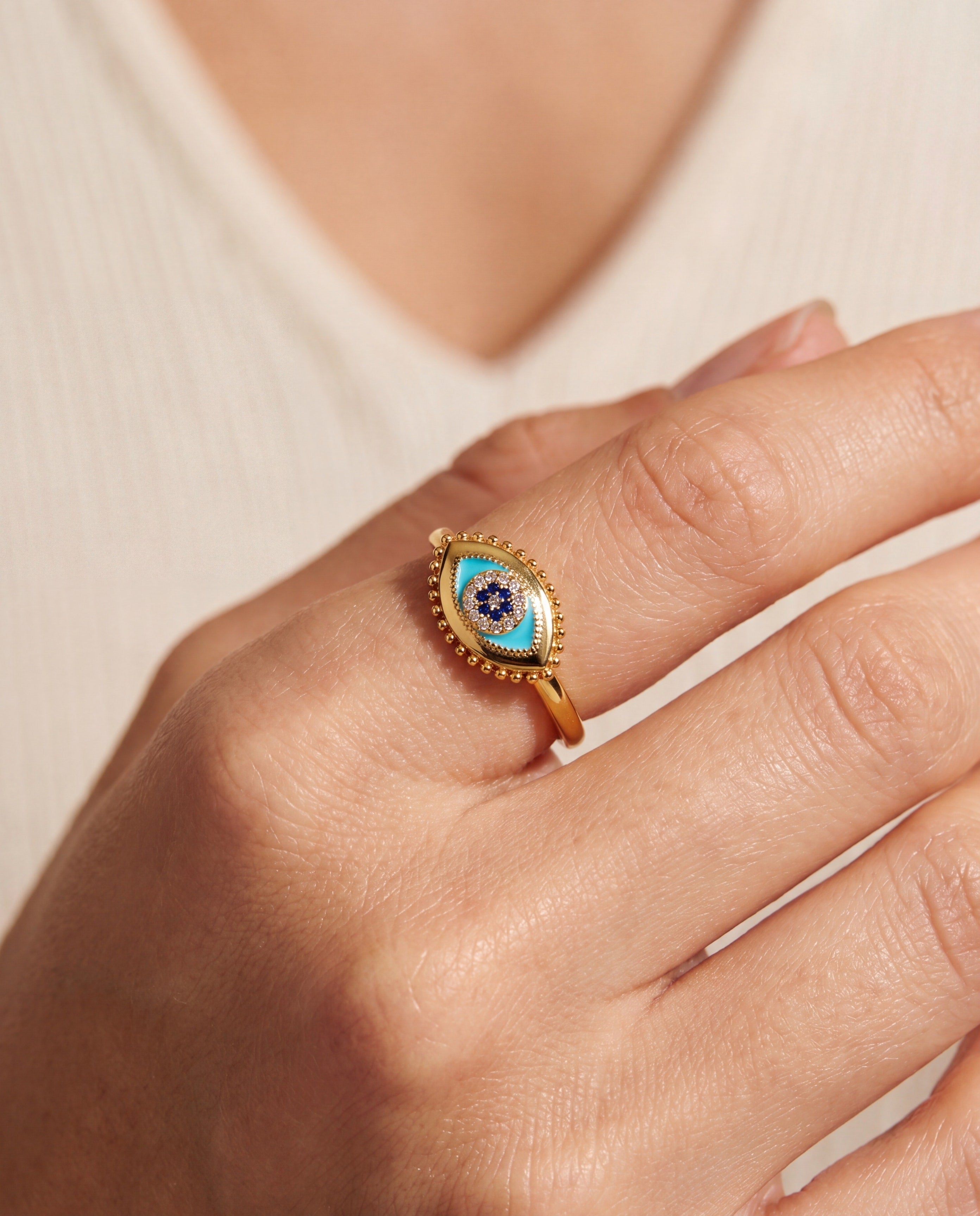 Healing Stone Evil Eye Ring Gold | Alex and Ani