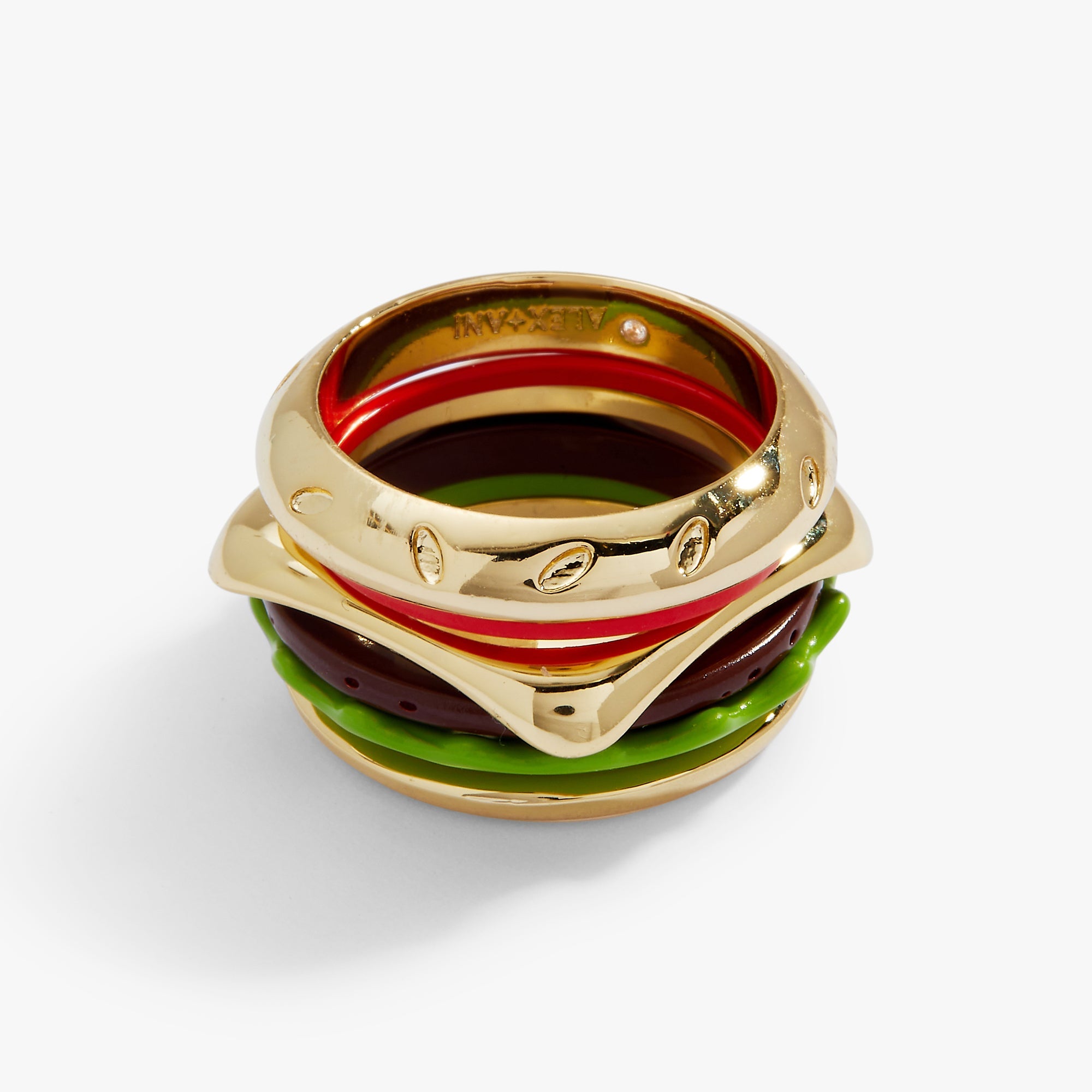 Hot Grill Summer Hamburger Stacking Ring Gold | Alex and Ani