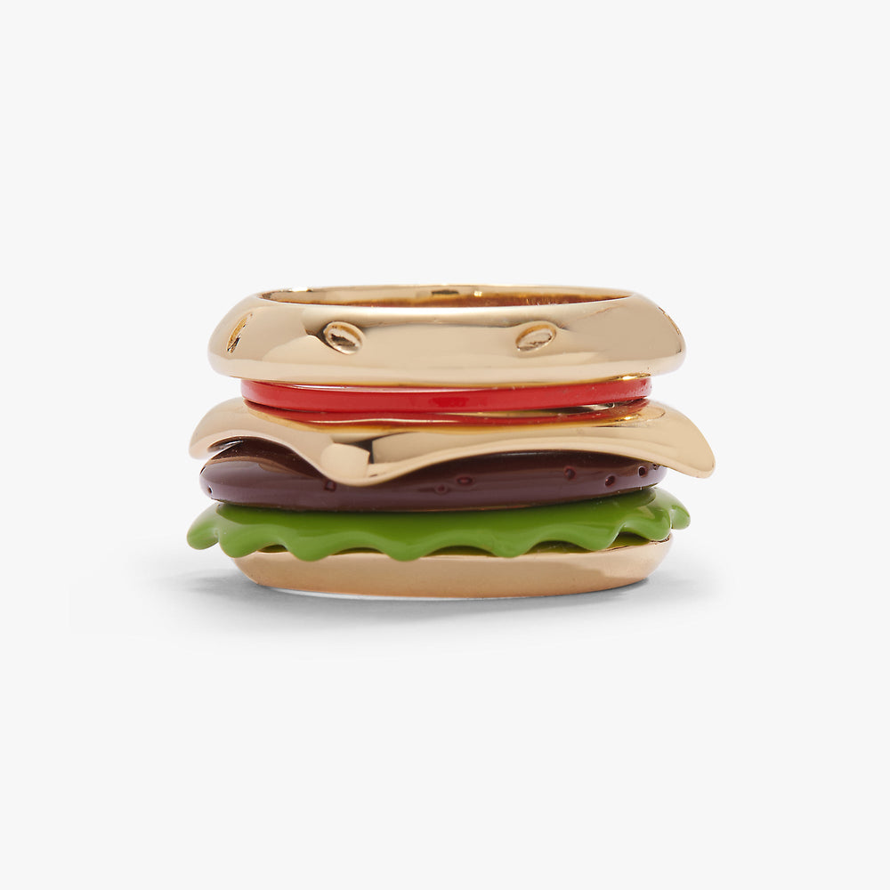 Hot Grill Summer Hamburger Stacking Ring Gold | Alex and Ani