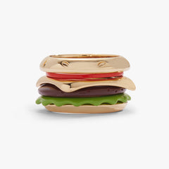 Hot Grill Summer Hamburger Stacking Ring Gold | Alex and Ani