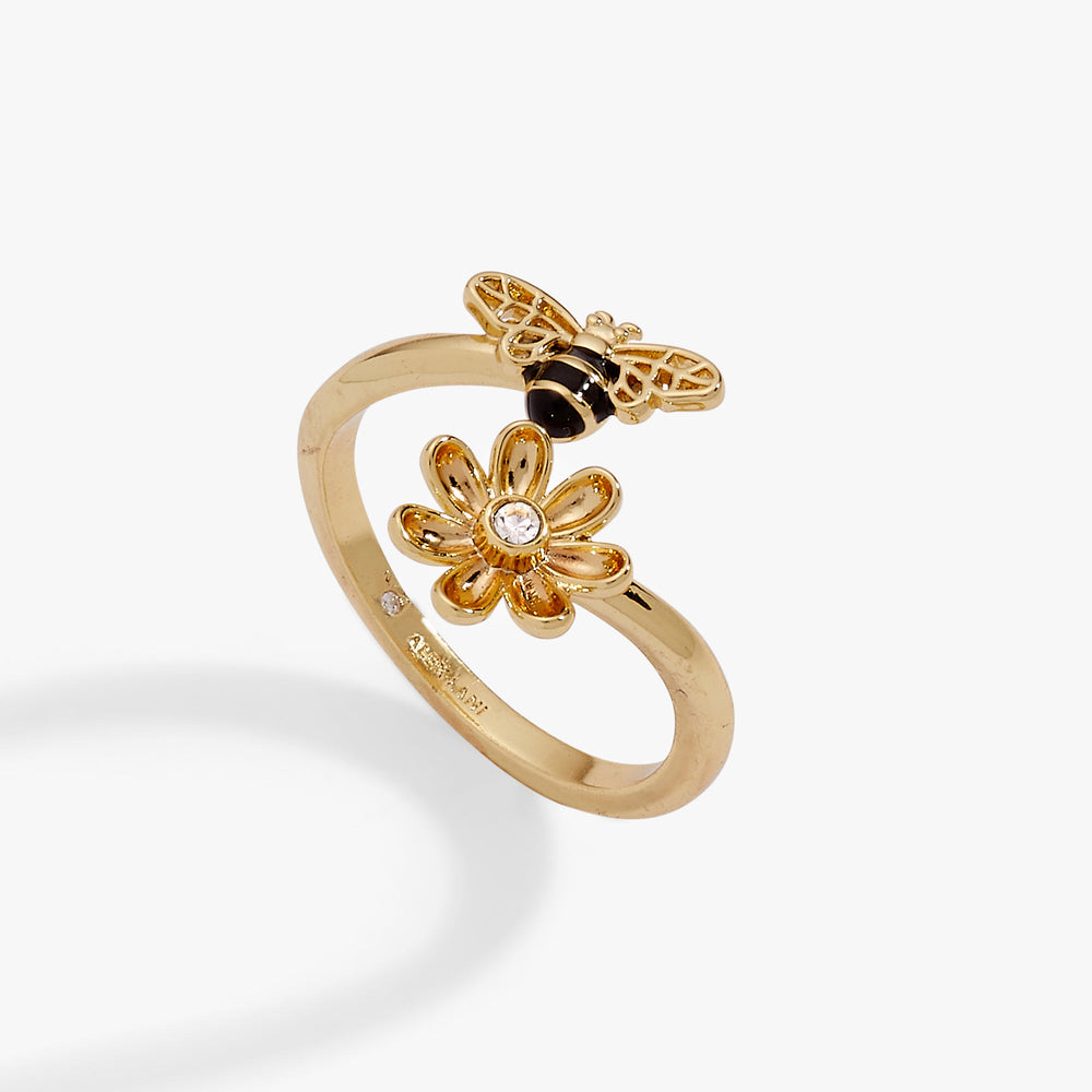 Bee & Daisy Wrap Ring Gold | Alex and Ani