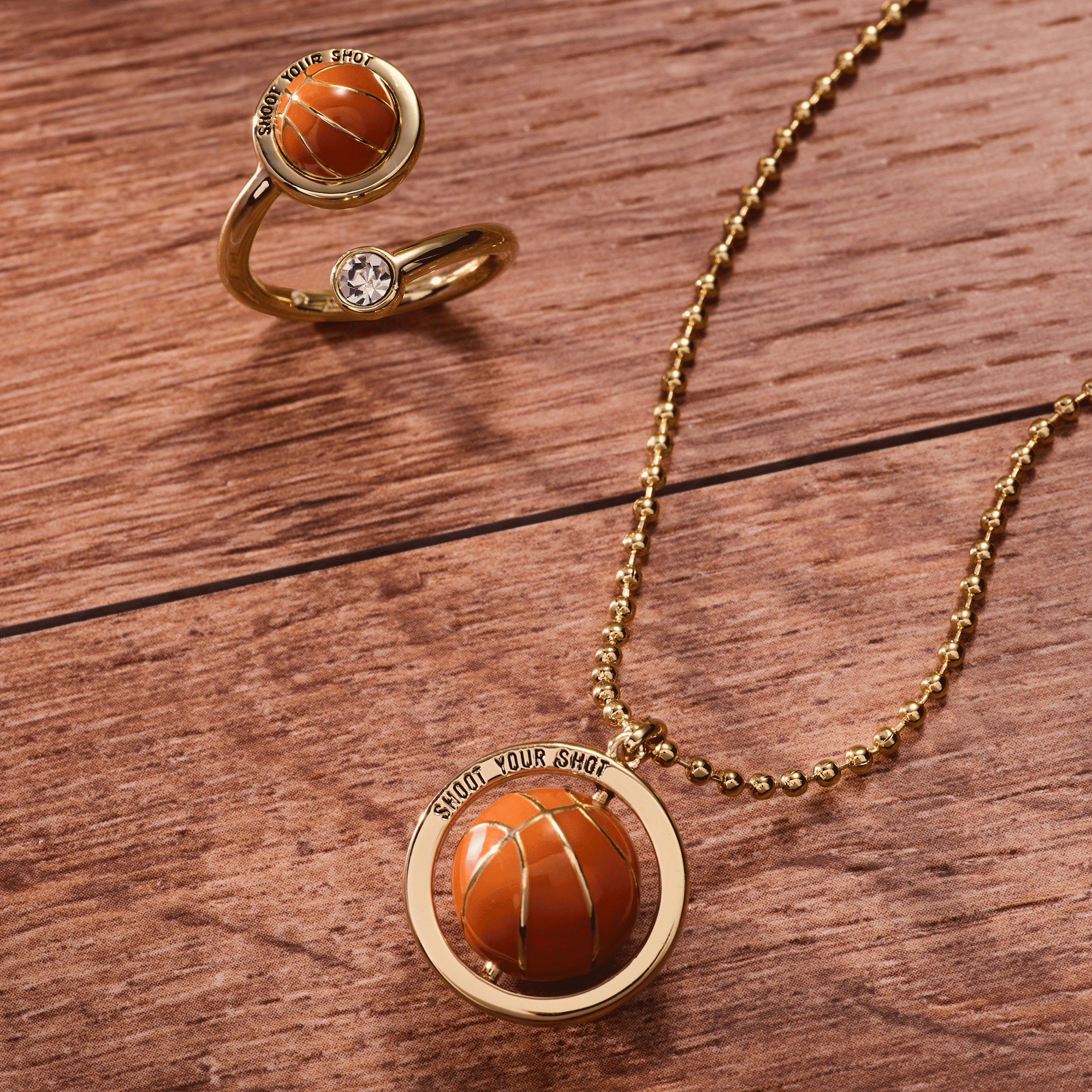 Basketball Open Fidget Ring Gold | Alex and Ani