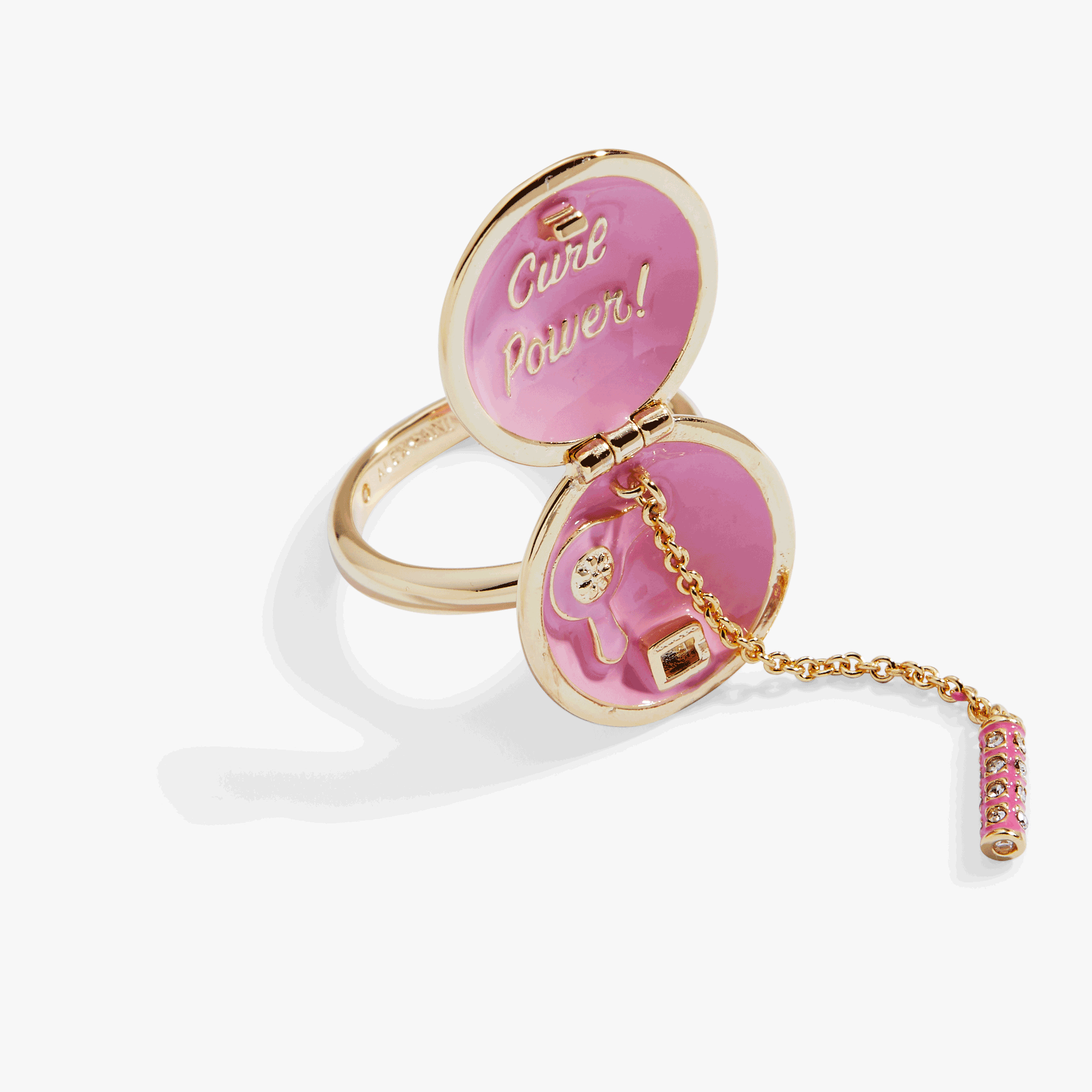 60s Hair Dryer Hair Dryer & Curler Locket Ring Gold | Alex and Ani