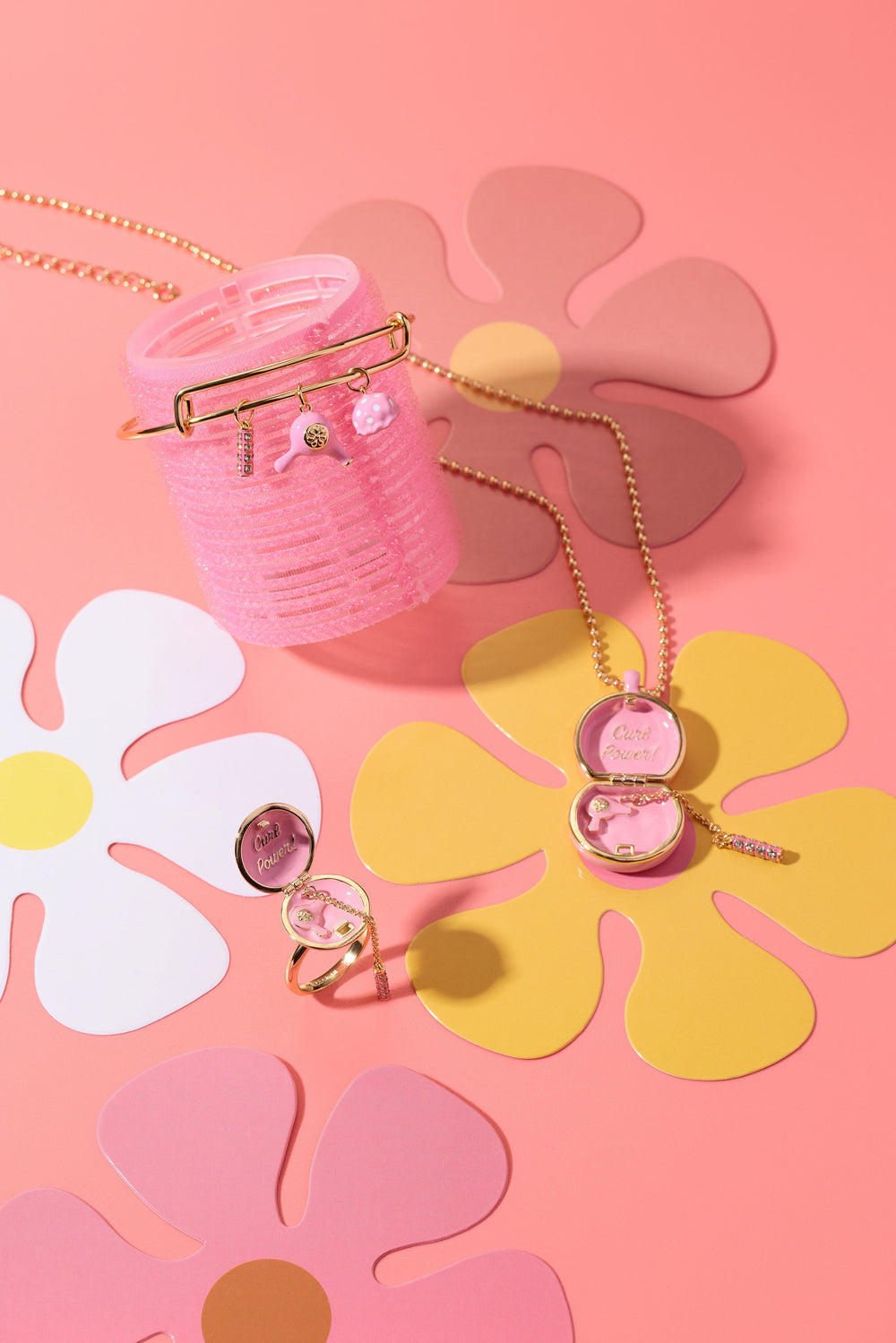 60s Hair Dryer Hair Dryer & Curler Locket Ring Gold | Alex and Ani