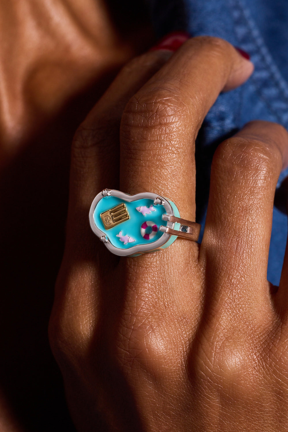 Polly Pocket™ Limited Edition Pool Party Ring Silver | Alex and Ani