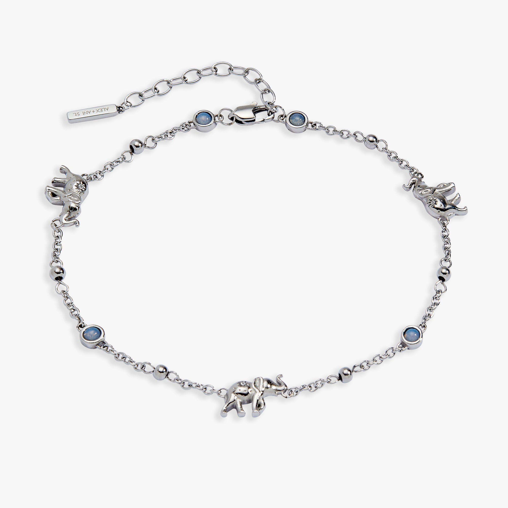 Elephant Inline Charm Anklet Stainless Steel Silver | Alex and Ani