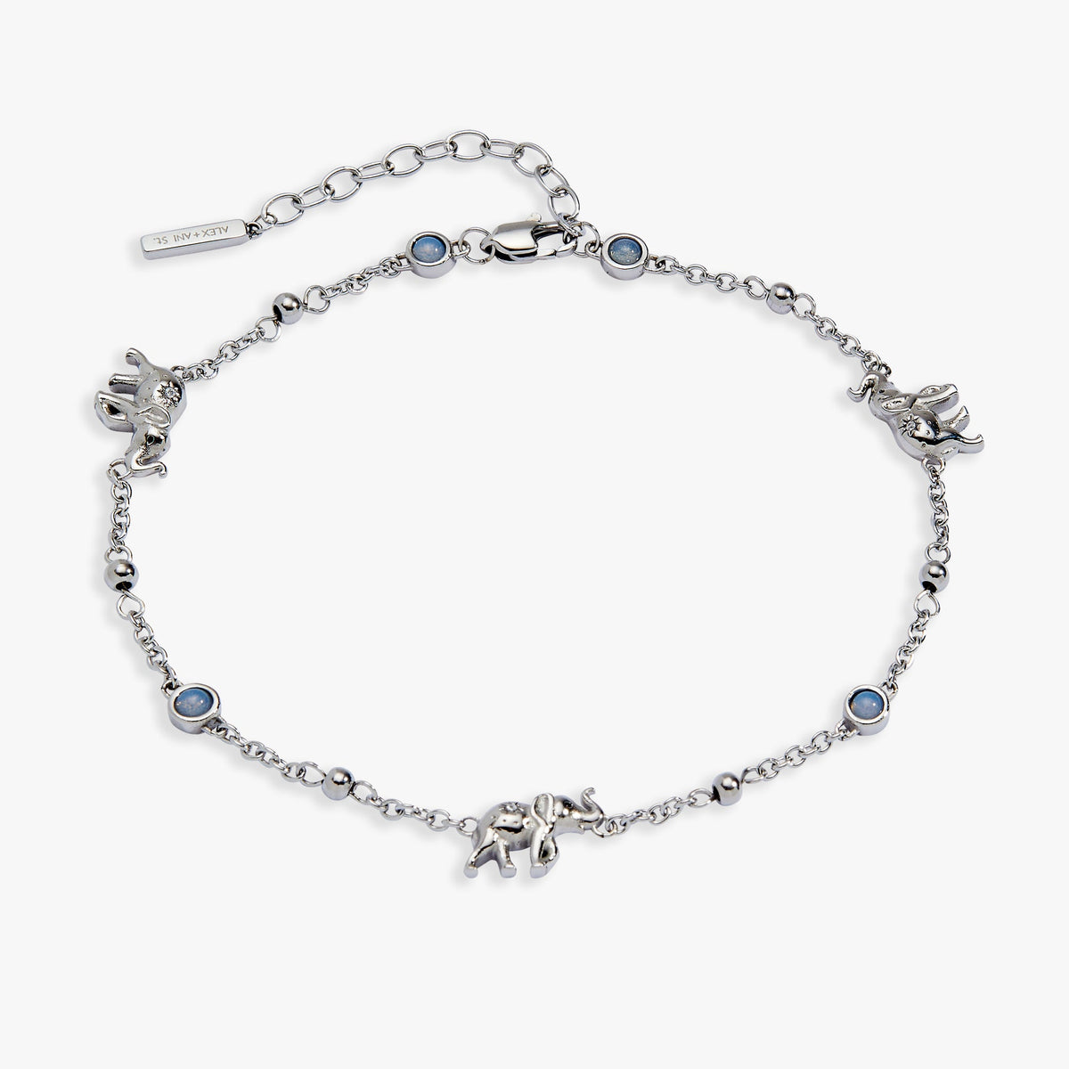Elephant Inline Charm Anklet Stainless Steel Silver | Alex and Ani