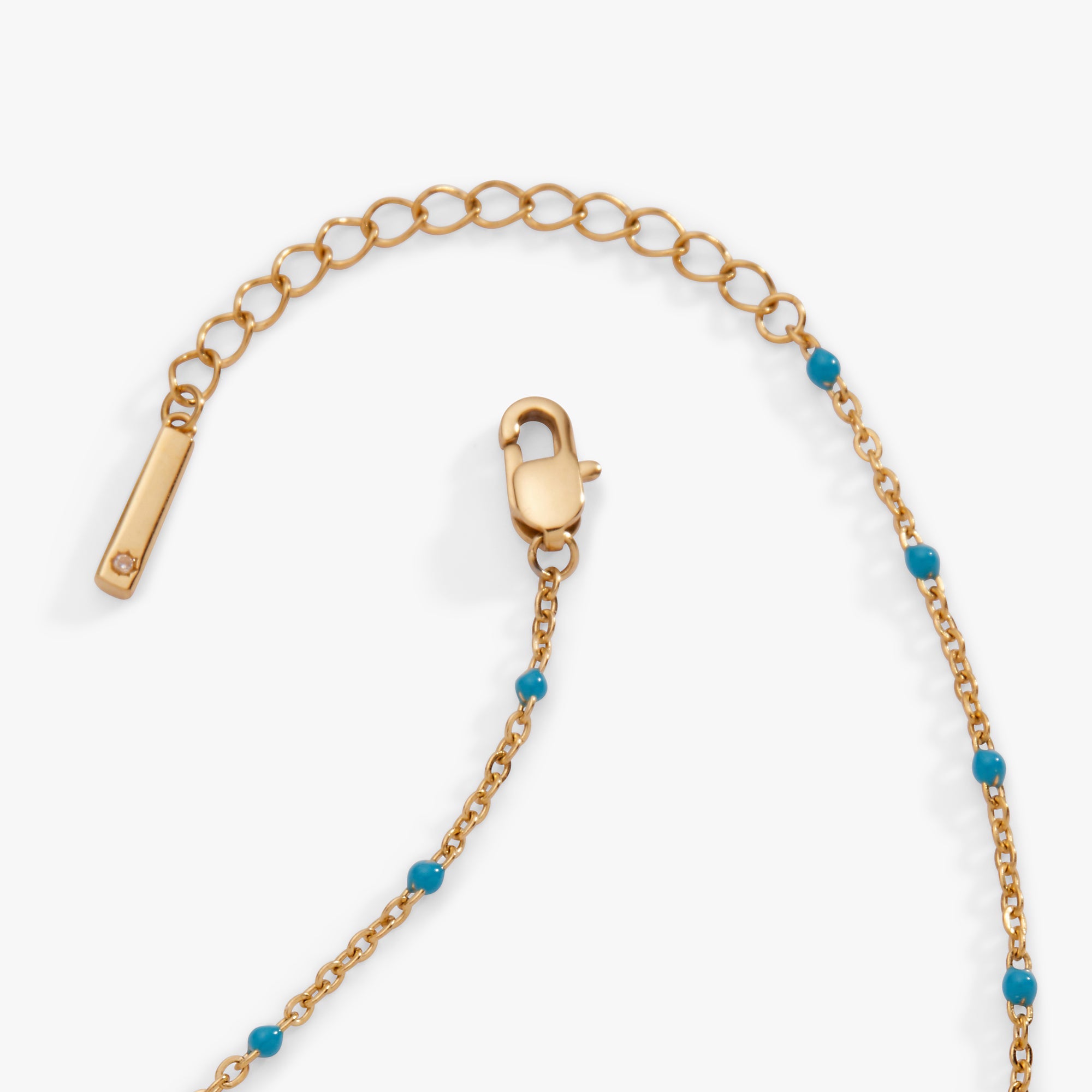 Turquoise Enameled Chain Coin Station Anklet Stainless Steel Gold | Alex and Ani