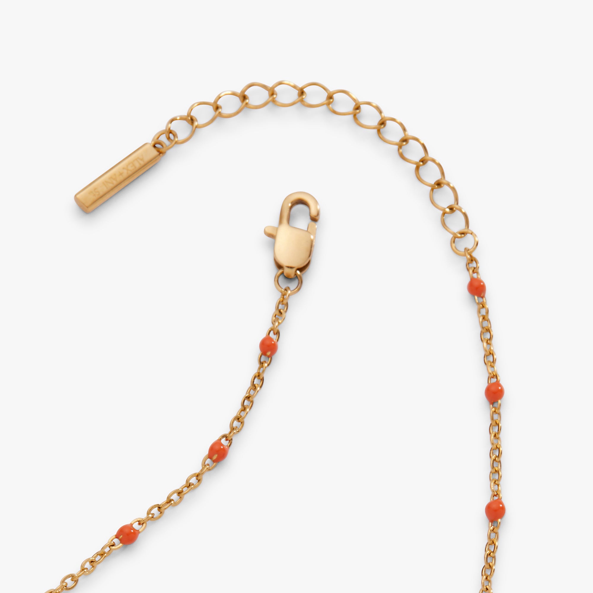 Coral Enameled Chain Coin Station Anklet Stainless Steel Gold | Alex and Ani