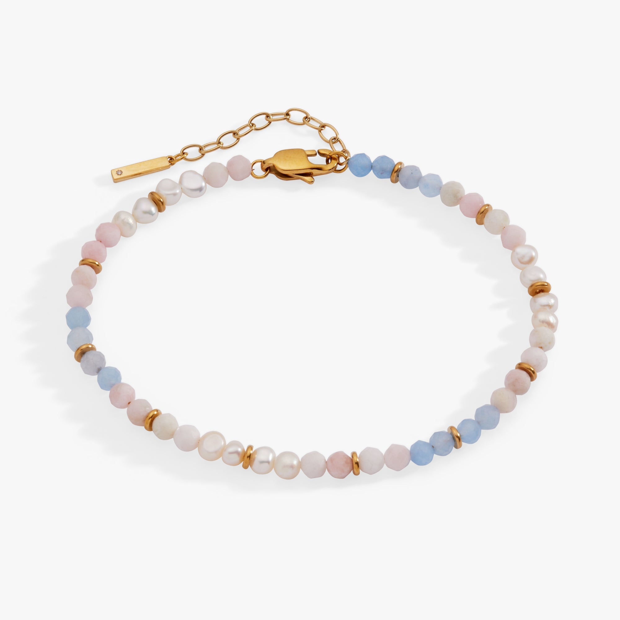 Sandy Peach Ombre Semi-Precious Beaded Anklet Stainless Steel Gold | Alex and Ani