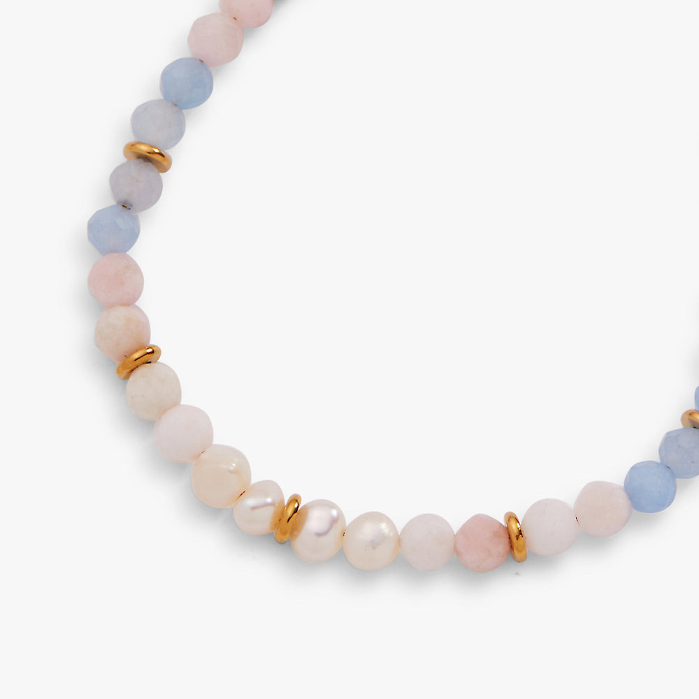 Sandy Peach Ombre Semi-Precious Beaded Anklet Stainless Steel Gold | Alex and Ani