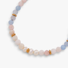 Sandy Peach Ombre Semi-Precious Beaded Anklet Stainless Steel Gold | Alex and Ani