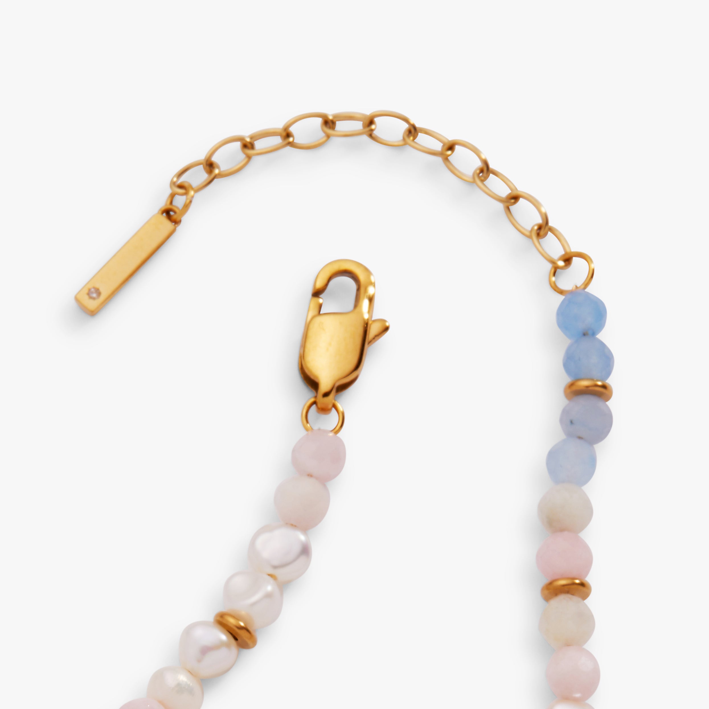 Sandy Peach Ombre Semi-Precious Beaded Anklet Stainless Steel Gold | Alex and Ani