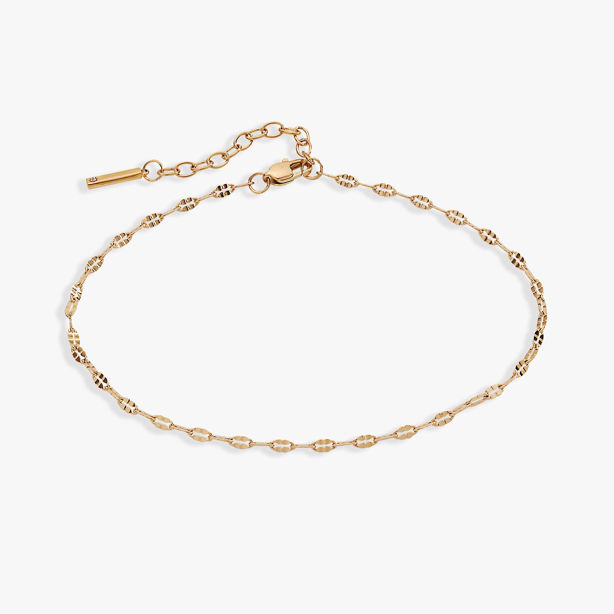 Multi Faceted Chain Anklet Stainless Steel Gold | Alex and Ani